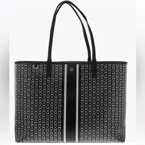 Tory Burch Gemini Link navy blue white tote large shoulder bag